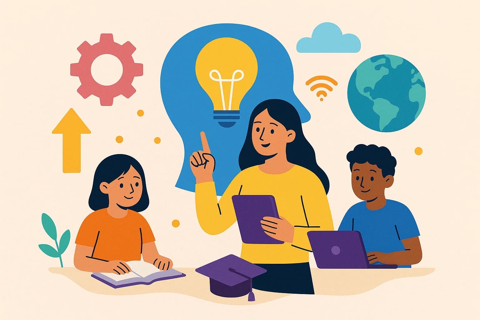 Estudiantes aplicando diferentes procesos de aprendizaje en el aula